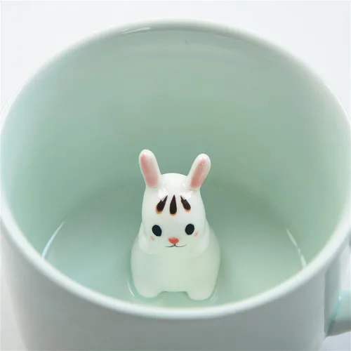 Vista 4 de Taza de café ZaH, 10 onzas, diseño con animal 3D en el fondo, Estándar, Bear