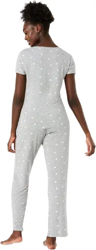 Vista 2 de Marks & Spencer Conjunto de pijama de manga corta con estampado de estrellas súper suave para mujer, gris Mix