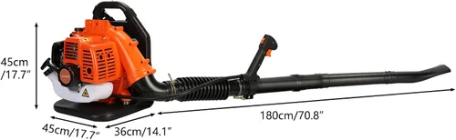 Vista 5 de Soplador de hojas de 550CFM, 1 juego de soplador de hojas de alta potencia de 2 tiempos, fuerte fuerza del viento, mochila ABS soplador de nieve