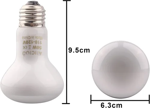 Vista 2 de Aiicioo Bombilla de Calor para Reptiles - Lámpara de Calor de 50W para Reptiles 2 Pack UVA Luz Natural Bulbo para Baño de Sol para Dragón Barbudo