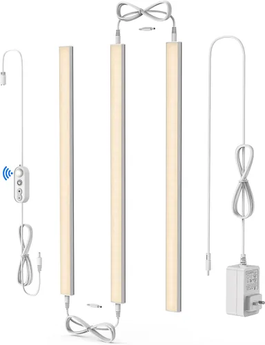 Vista 20 de ASOKO Luces LED regulables para debajo del gabinete, blanco cálido 3000 K, 3 piezas de 12 pulgadas conectables LED enchufe de iluminación