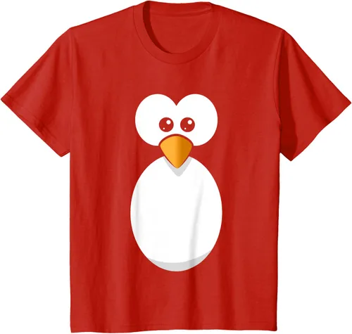 Vista 52 de Camiseta divertida con diseño de cara de pingüino o disfraz fácil, color negro, talla S