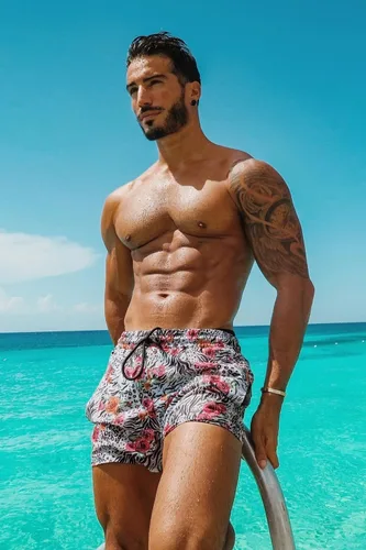 Vista 3 de GINGTTO - Traje de baño para hombre con forro de malla, pantalones cortos de playa