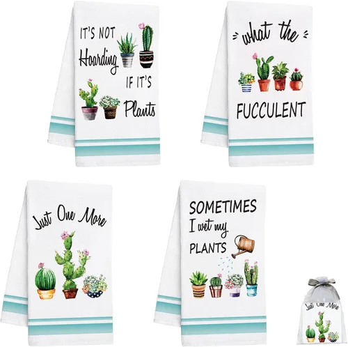 Vista 12 de Nialnant Juego de 4 paños de cocina de Navidad para cocina y baño, regalos de inauguración de la casa, decoración de Navidad para cocina, 16 x 23.6