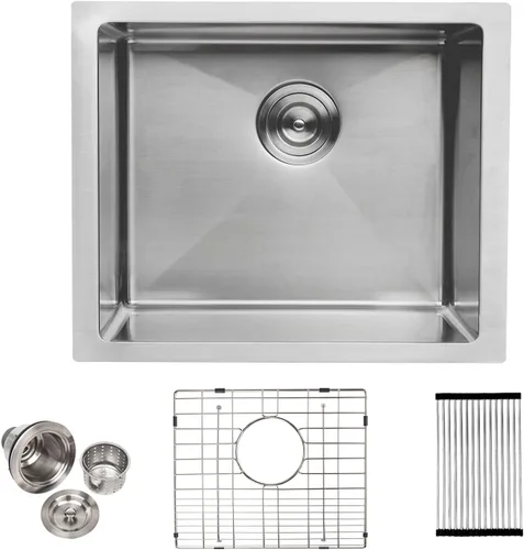 Vista 18 de Lordear - Fregadero de barra bajo montaje de 10" x 18" de acero inoxidable, fregadero de calibre 16, fregadero pequeño de barra húmeda, fregadero