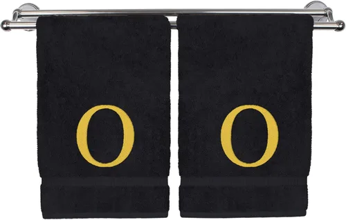 Vista 37 de Toalla de mano monogramada, regalo personalizado, juego de 2 - Toalla bordada con letra de bloque dorada - Extra absorbente 100% algodón turco