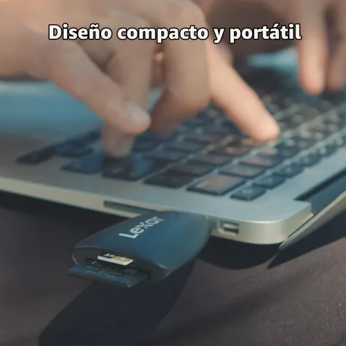 Vista 4 de Lexar Lector Multi-Tarjeta 2 en 1 USB 3.1, Funciona con Tarjetas SD y microSD (LRW450UBNA) Compatible w/ USB 3.1 & 2.0, Simultaneous Transfer