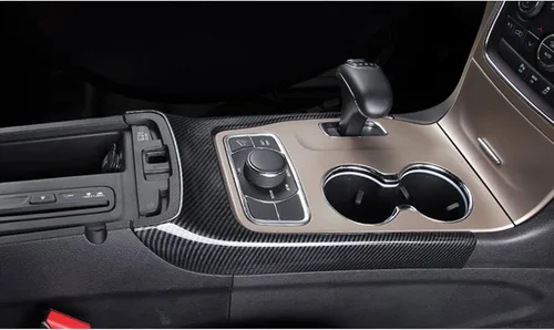 Vista 9 de Xotic Tech - Cubierta de caja de cambios de consola central con patrón de fibra de carbono para Jeep Grand Cherokee 2014-2020