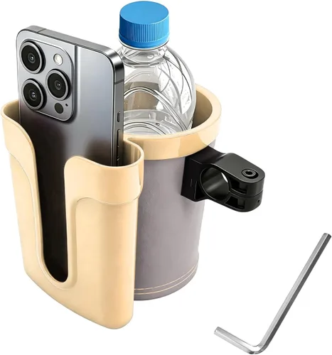 Vista 12 de Portavasos para bicicleta, soporte para botellas de agua para manillar de bicicleta con soporte para llaves de teléfono celular, jaula universal