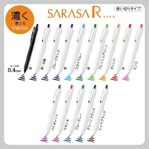 Vista 5 de Zebra P-JJS29-R1W-A Sarasa R & Mild Liner Gel Ballpoint Pen, White Series, Set of 5