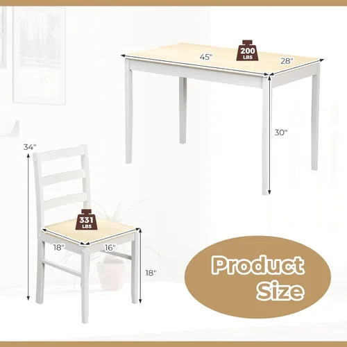 Vista 7 de Juego de mesa de comedor Giantex para 4, juego de mesa de comedor para 4, rincón de desayuno con mesa de cocina, 4 sillas de comedor, juego de mesa