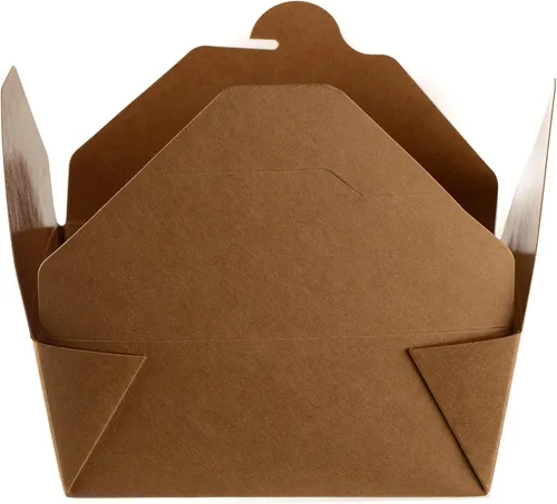 Vista 8 de EcoQuality Cajas de papel kraft marrón para llevar de 45 onzas, recipientes resistentes a la grasa para microondas, contenedores para llevar