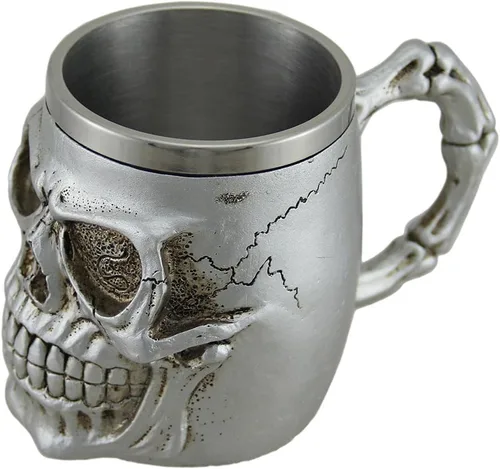 Vista 2 de Taza de café con calavera plateada