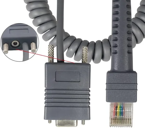 Vista 2 de VOTTAN Cable de escáner en espiral RS232 Serial Cable para escáner de código de barras de símbolos DS2278-SR DS4208 DS4308 DS8108 DS9208 MC9190-G