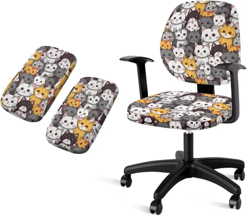 Vista 22 de American Flag Chair Covers Stretchy Office Chair Armrest Covers 4-Pc Set Reusable Soft Patriotic Computer Cover Slipcovers for Game Room and Office