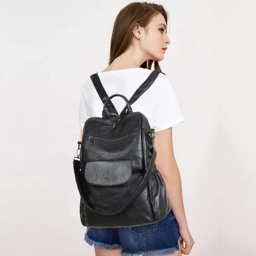 Vista 27 de Mochila de moda para mujer, impermeable, bolsa de viaje, bolsa de hombro convertible para mujer
