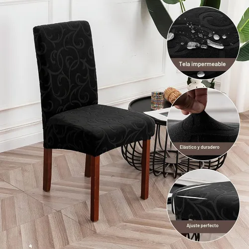 Vista 4 de Genina Fundas impermeables para sillas Parsons de comedor, fundas elásticas para sillas Parsons para comedor, cocina, funda protectora para silla
