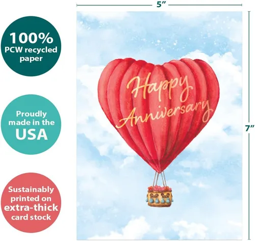 Vista 4 de Tree-Free Greetings - Tarjeta de felicitación de aniversario - Diseños artísticos - 1 tarjeta + sobre a juego - Fabricada en Estados Unidos - 100%