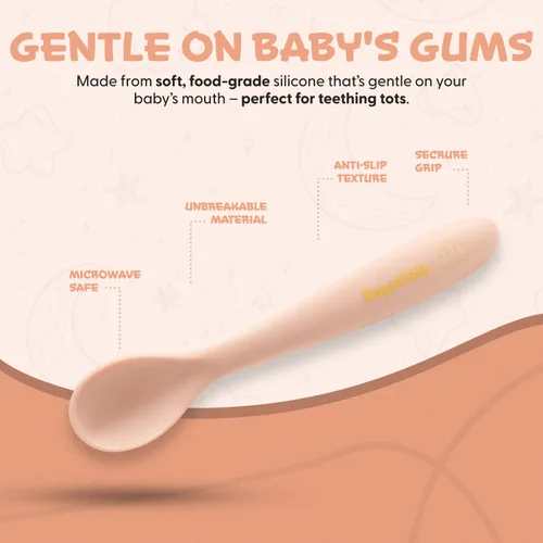 Vista 4 de Cucharas de silicona para bebés de 6 meses o más, cucharas para niños pequeños con punta suave, sin BPA, aptas para microondas y resistentes al