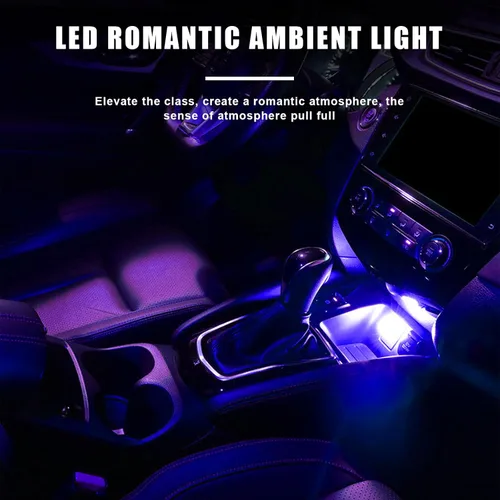 Vista 5 de 4 luces LED USB para el interior del automóvil, con interfaz automotriz USB enchufable, lámparas nocturnas de carga, mini luz LED