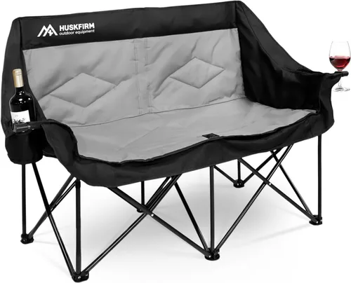Vista 8 de Sillas de campamento dobles de gran tamaño, silla de campamento para 2 personas, silla plegable portátil para adultos exteriores, sofá de campamento