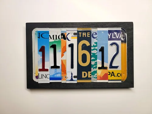 Vista 2 de Placa de matrícula de aluminio personalizada para el 10º aniversario - Placa de matrícula personalizada para aniversarios, cumpleaños, bodas