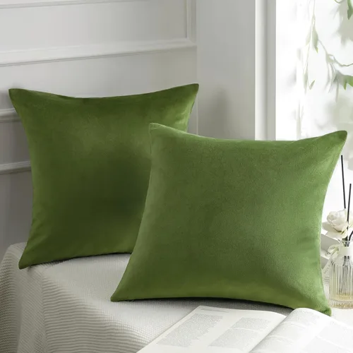 Vista 11 de Phantoscope Paquete de 2 fundas de almohada decorativas de terciopelo suave y cuadrado para sofá, color beige, 18 x 18 pulgadas, 17.7 x 17.7 in