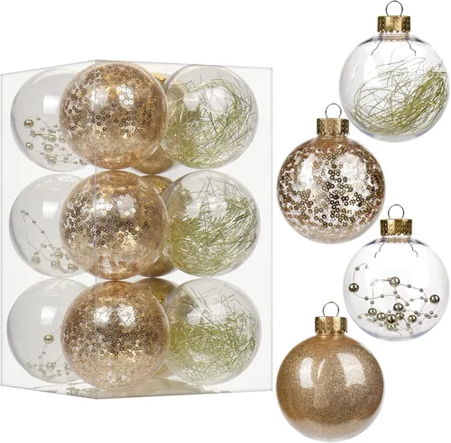 Vista 8 de Briful Bolas de Navidad de plástico transparente inastillables de 3.150 in/3.15 pulgadas, juego de bolas de Navidad decorativas transparentes
