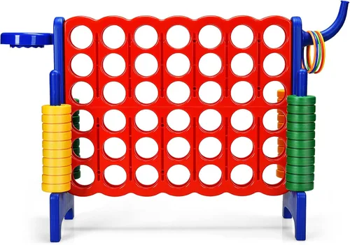 Vista 8 de COSTWAY Juego gigante gigante de 4 a puntuación para niños y adultos, juego de 2.5 pies para interiores y exteriores con aro de baloncesto, juego