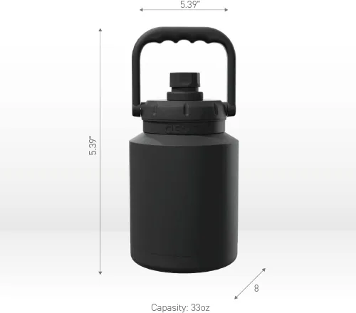 Vista 5 de Asobu Mini jarra de acero inoxidable de doble pared aislada al vacío de 33 onzas con asa de mano completa fácil de transportar y popote desplegable