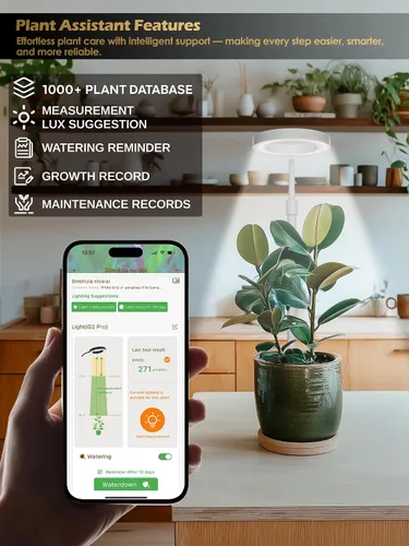 Vista 5 de Luz de cultivo con soporte, luz LED para plantas de interior, lámpara de cultivo de espectro completo, altura ajustable (blanco, 12 W)
