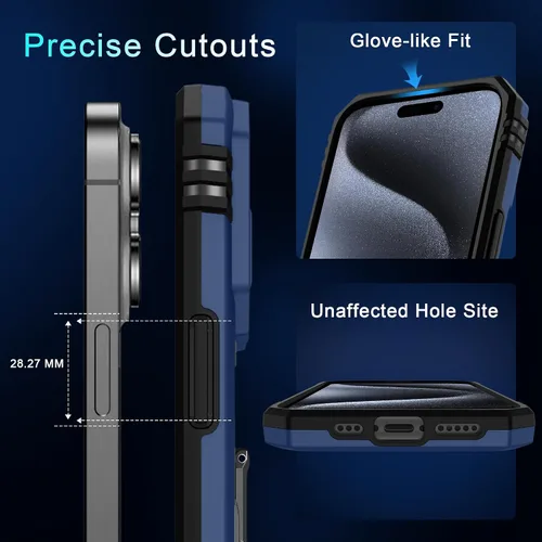 Vista 415 de DEERLAMN Funda para iPhone Xs Max con funda deslizante para cámara + protector de pantalla, soporte giratorio de anillo de grado militar a prueba