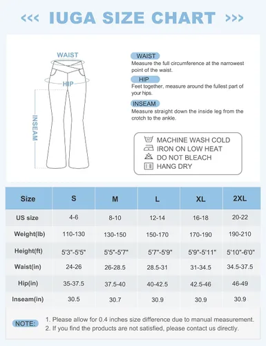 Vista 6 de IUGA Jeans acampanados para mujer, corte de bota, cruzado, cintura alta, parte inferior acampanada, pantalones de yoga de moda, leggings acampanados