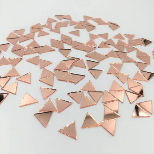 Vista 4 de Mosaico de espejo de forma triangular de 0.591 in, oro rosa, espejo artesanal, 120 piezas