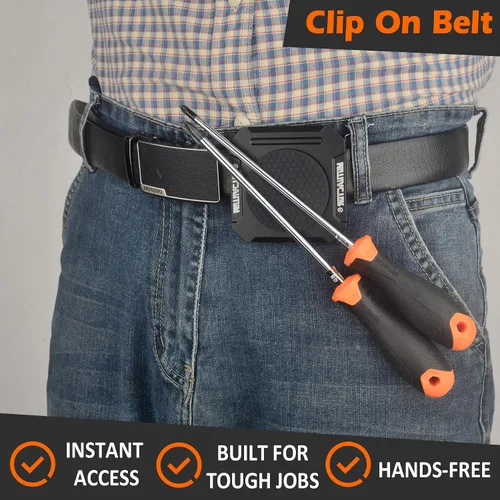 Vista 7 de MUTUACTOR Clip Magnético para Cinturón de Herramientas de Servicio Pesado, Φ2.2" Clip Magnético Antideslizante con Imán Fuerte para Cinturón