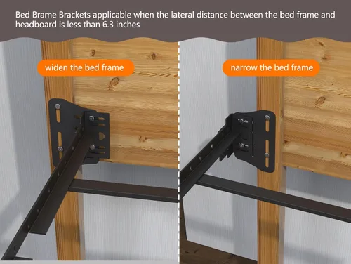 Vista 7 de 2 soportes de cama para cabecera, color negro Heavy Duty, Bed Modification Plate Brackets for Headboard, Adjustable Bed Headboard Brackets, For