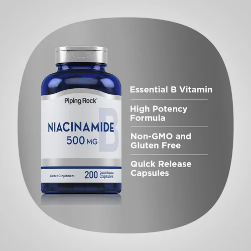 Vista 4 de Piping Rock Niacinamida 500mg 200 Cápsulas Vitamina B3