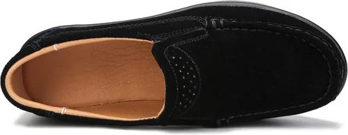 Vista 3 de Ruiatoo Zapatos de plataforma para mujer, cómodos mocasines de gamuza sin cordones, mocasines casuales de cuña