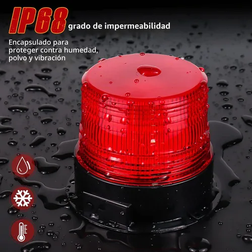 Vista 4 de AnTom Luces Estroboscópicas Inalámbricas Magnéticas, LED Rojo Batería Recargable Luz de Baliza de Advertencia de Seguridad para Techo de Vehículo