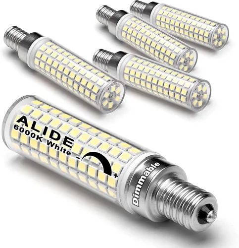 Vista 15 de Bombilla LED E12 regulable de 5 W C7, reemplaza equivalente a halógeno E12 de 40 W, blanco cálido 2700 K, base T6 de 110 V, 120 V, E12, bombillas