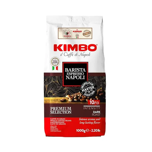 Vista 3 de Kimbo Café en grano entero, aroma dorado, 100% café Acrabica, tostado oscuro medio, intensidad 9/13, bolsa de 2.2 libras (35.27 onzas)