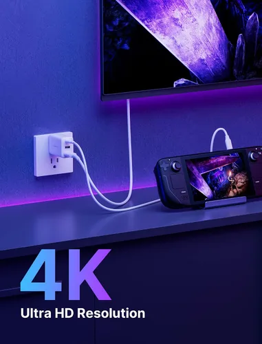 Vista 3 de JSAUX - Base de carga de 45 W para cubierta de vapor estación de acoplamiento de 3 puertos USB-CUSB-A4K HDMI con cable USB C 31 de 33 pies adaptador