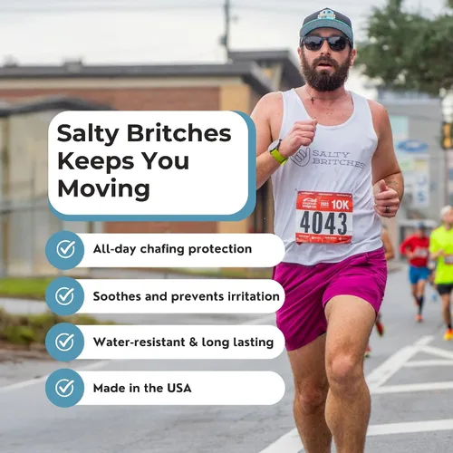 Vista 2 de Salty Britches Ungüento antirozaduras impermeable, gel de rozaduras, esenciales de media maratón, antirozaduras, equipo militar, esenciales