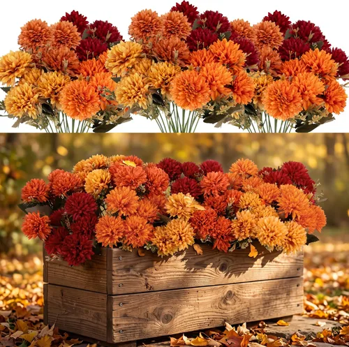 Vista 14 de CEWOR - 12 paquetes de flores artificiales para interior y exterior, margarita de seda falsa con hojas de eucalipto, flor artificial para maceta