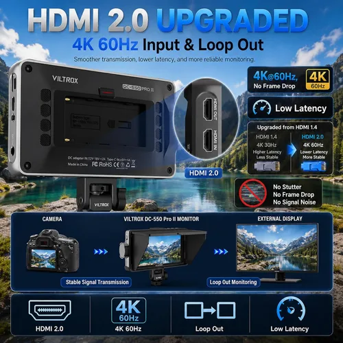 Vista 7 de VILTROX DC-550 Pro ii 5.5" 1400 Nits 4K60 HDMI 2.0 Monitor de cámara
