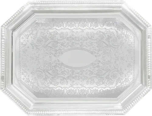 Vista 3 de Winco Bandeja octogonal, 14 x 20 pulgadas, cromo