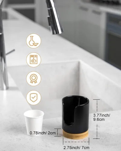 Vista 6 de Dispensador de tazas de baño de cerámica, soporte desechable de papel y plástico de 3 onzas, dispensador de tazas de enjuague bucal para baño