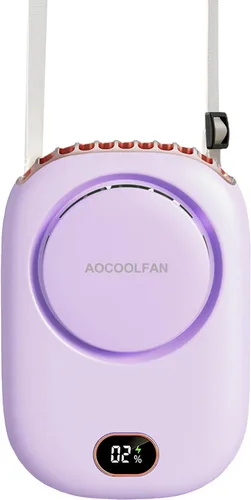 Vista 9 de AOCOOLFAN Ventilador de cuello portátil, mini ventilador de mano personal pequeño recargable por USB de 3 velocidades para niñas, niños y mujeres