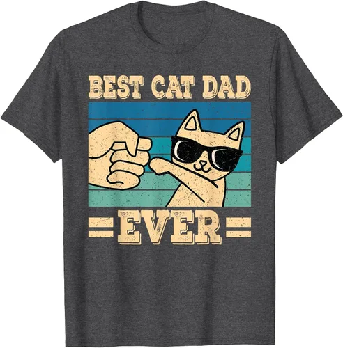 Vista 45 de Best Cat Dad Ever Vintage Funny Cat Lover Retro Men T-Shirt Asphalt Grey