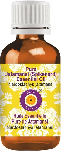 Vista 5 de Deve Herbes Aceite esencial puro de Jatamansi (Spikenard) (Nardostachys jatamansi) con cuentagotas de vidrio destilado al vapor 0.1 fl oz (0.06 oz)